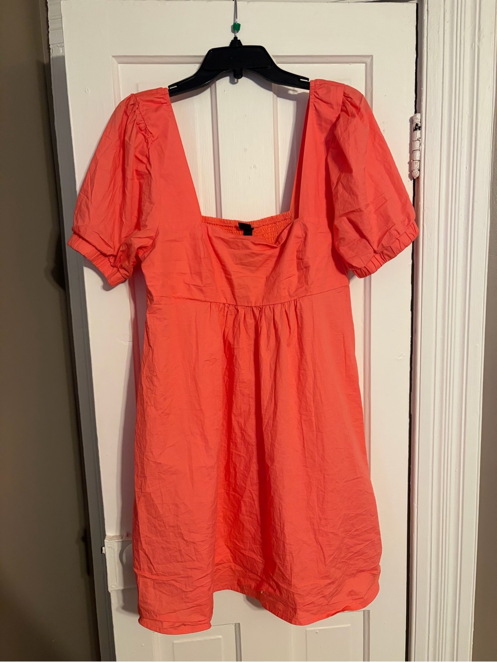 wild fable Coral Puff-Sleeve Square-Neck Dress